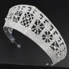 Forseven Luxury Handmade Rhinestone Crown Crown Fashion Gold / Silver Color Tiaras Kobiety Headpaice Headband Wedding Hair Jewelry