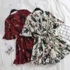 Summer Women Chiffon Beach Playsuits V Neck Print Floral Female Jumpsuits Loose Holiday Sexy Bohemian 210519