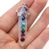 7 Chakra stone pillar Pendulum charms Hexagonal Prism healing Crystal Reiki Point pendant for Necklace jewelry making