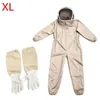 Protective Clothing For Beekeeping Professional Ventilated Full Body Bee Keeping Suit With Leather Gloves Coffee Color Frugal Shad245H