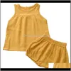 Setleri Bebek, Annelik Yaz Keten Bebek Erkek Suits Pamuk Çocuk Kıyafetler Çocuk Kız Giyim Seti Born Yelek Tops + Şort Yürüyor Bez 0-4Y
