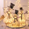 Decorazioni natalizie Pupazzo di neve Lampada a LED Ornamenti per la casa per l'anno 2022 Scena Layout Puntelli Giardino Paesaggio Prato