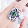 Smaragd-Ring, Prinzessin, Verlobungsringe für Frauen, Hochzeitsschmuck, Eheringe, Zubehör, Öffnung verstellbar
