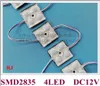 med lins LED -ljusmodul SMD 2835 LED -modul för skylt DC12V SMD2835 4 LED 1.2W 120lm 38mm x 38mm x 8mm IP65 Vattentät