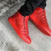 Hochwertige Marken-Arena-Schuhe, Herren-Freizeitschuh, High-Top-Sneaker für Herren, flacher Faltenleder-Trainer, Party, Luxus-Designer-Trainer, Schwarz, Rot, Weiß