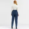 LIH HUA Women's Plus Size Casual Jeans High Flexibility Cotton Knitted Denim Trousers Softener 210708