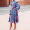 Günlük Elbiseler Kadın Elbise Uzun Kollu Pileli Yüksek Bel Zarif Ofis Bayanlar Parti Bahar Moda 2021 Elastik Afrika Kadın