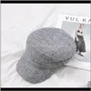 Skączące Brim Caps Czapki, Szaliki Rękawiczki Aessorwool Kapelusze French Girls Solid Color Moda Jesień Zima Beret Kapelusz Dla Kobiet Płaska Czapka Filc B