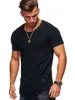남자 티셔츠 2022 솔리드 컬러 슬리브 Pleated Patch Detail 롱 T 셔츠 남성 봄 캐주얼 탑스 풀오버 패션 슬림 기본