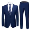 Bonne qualité hommes costumes Blazer Slim fit affaires robe formelle marié homme costume pour mariage bureau ensemble X0909