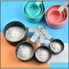 Strumenti di misurazione Cucina Cucina, Sala da pranzo Bar Giardino domestico 8 pezzi Set Cucchiai Tazza Pp Aessori per cottura Manico in plastica in acciaio inossidabile Gadget Dro