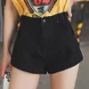 Kvinnors Denim Shorts Vintage Crimping High Waist Kvinna Koreansk stil Caual Elegant Sommar Ladies Black Jeans 210629