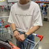 IEFB Ropa para hombre Ropa de calle coreana Camiseta de manga corta Tendencia Letra suelta Impresión Blanco Tee Tops de algodón de verano 9Y6602 210524