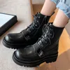 Cow Leather Women Ankle Boots Classic Thick-soled Front Lace-up Comfortable Fashion Winter And Autumn Casual Simple Short Boots