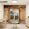 Perde Perdeler Ahşap Çiftlik Evi Pencere Perdeleri 3D Kış Dağ Ormanı Ağaçları Oturma Odası Yatak Odası Dekor Ultra Mikro Gölgeleme