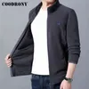 COODRONY Herfst Winter Rits Cardigan Mannen Kleding Klassieke Casual Pure Color Hoodies Sweatshirt Top Zachte Warme Jas Pocket C4015 211217