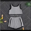 Conjuntos Roupas Bebê, Crianças Maternidade Criança Bebê Menina Rib-Knitted Tracksuit Summer Outfit Botão Crop Top Sem Mangas Vest + Shorts 2pcs Casua