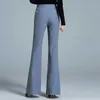 Autumn Ladies Office Wide leg Pants Plus Size 3XL High Waist Hip Bow Design Pants Solid Wild Korean Chic Flare Trouser 210619