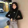Pulls pour femmes Coréen Retro Épaissement Haute Couleur High Sweater Top Top à manches longues à manches longues Slim Fit Pullover Wang