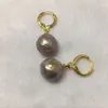 13-16mm Stora Barock South Sea Pearl Örhängen 18K Twopin Violett Lila Mesmeriserande Dangler Earfob AAA