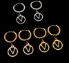 Easy chic designer simple Fashion dangle Classic letter 18K gold rose silver circle Earrings initial Hip Hop Earings for Women Par6580656