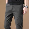 Automne hommes Slim Stretch pantalons décontractés affaires mode couleur unie pantalon mâle marque noir bleu marine gris 210715