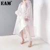 [EAM] Femmes Dot Mesh Perspective Longue Grande Taille Blouse À Manches Longues Coupe Ample Chemise Mode Printemps Été JF39411 210512