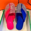 Slippers 2021 Zomer vrouwen mullers dames flats half plus szie flop elegante schoenen sandalen strass openen open