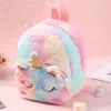 Soft Plush School Mochila Unicorn Backpack Śliczne dziecięce zabawki torba 3D Cartoon Animal School Bag Uczeń dzieci plecaki ramię1765