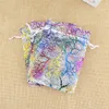 Coralline Organza Drawstring Jewelry Packaging bag Pouches Party Candy Wedding Favor Gift Bags Design Sheer with Gilding Pattern 7*9cm