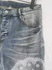 Męskie Dżinsy Europa Zgryzła Ripped Prosto Motocykl Rowerzysta Vintage Tie Dye Pants Dla Mężczyzna Kapturem Kobiety Slim Fit Bawełna Szczupła Rock Słynny Marka Denim Jean