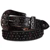 Mens Retro Wtern Cowboy Bling Light Siam Rhintone Belt Pumkin Studded Belt med anpassad avtagbar skalle BUCKLE9632147