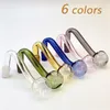 10mm Male Colorful Glass Oil Burner Pipe Pyrex Tobacco Bent Bowl Hookahs Adapter Thick Bong Pipes Smoking Shisha Tube Smoke Pipe Accessories 6 Colors