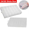 Storage Bags Adjustable 24/36 Slots Plastic Box For Jewelry Office Supplies Househole Items Oganizer Container