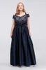 Donkere marine plus size kant prom dresses off the shoulder avondjurken met sjerp een lijn goedkope taffeta vloer lengte formele jurk