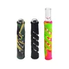 Colorful Glass Silicone One Hitter Pipes oil burner Tobacco Herb Pipe Hose Cigarette Holder for smoking