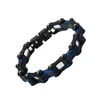 Bracelet de motard en métal et acier inoxydable pour hommes, chaînes de moto Punk Rock, couleur noir et bleu, bijoux, vente en gros, personnalisé d'usine