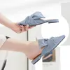 Vrouwen tofflor flock bowtie kontorsläge lage hakken schoenen pantschoen bli slip-on flat sho damm elegante kvinna slipper