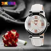 SKMEI Uhr Frauen Mode Luxus Marke Uhren 3Bar Wasserdicht Einfache Lederband Quarz Armbanduhren reloj mujer 9075 210616