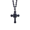 Pendant Necklaces Product Natural Obsidian Cross Pendant, Jesus Necklace For Men And Women