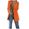 2021 Elegant Daliy Office Blazer Women Solid Open Front Pockets Cardigan Formal Suit Long Sleeve Blouse Coat X0721
