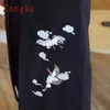 Zongke Chinese Style Crane Embroidery Jacket Men Streetwear Long Windbreaker Coat s s And Coats 210811