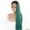 Silky Rak Syntetisk Lace Front Wigs 12 ~ 26 inches Rose Red Ombre Color Perruques de Cheveux Funains peruk 181119-2230