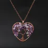 Yoga Chakra Heart Pendant Necklace Wire Natural Stone Beads Tree of Life Necklaces for Women Children Fashion Jewelry Will and Sandy