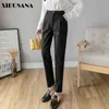 Regelbunden Casual Harem Woolen Byxor Höst Vinter Kvinnor Tjock Pant Hög Midja Kvinna Straight Suit Long Streetwear 210423