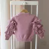 Höst Baby Tröjor Vinter Kids Sticka Spädbarn Tröja Barn Ruffles Ärmflickor Grundläggande, 12m-5y, # 2376 211104