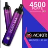 원래 Aokit Zozo 바 일회용 전자 담배 장치 4500 퍼프 2200mAh 충전식 배터리 15.8ml 미리 채워진 카트리지 포드 vape 펜 대 큐브 2