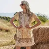 Robe d'été pour femmes loisirs vacances style positionnement fleur imprimer dames vintage mini es fête 210508