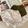 Milansel Yaz Çocuk Şort Katı Pamuk Kısa Pantolon Erkek ve Kızlar için Elastik Bel Düz Giysiler 210723