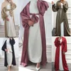 Vêtements ethniques Eid Abaya Kimono Satin Dubaï Abayas pour femmes Manteau Bubble Muslim Hijab Robe Plain Marocain Kaftan Turquie Islam